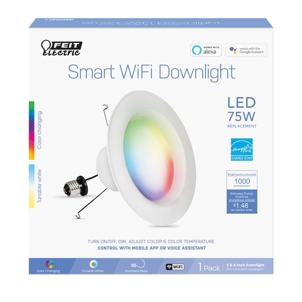 Feit Electric Feit Smart Home Frost White 6 in. W Aluminum LED Smart-Enabled Dimmable Recessed Downlight 11.1 W LEDR6/RGBW/AG - main